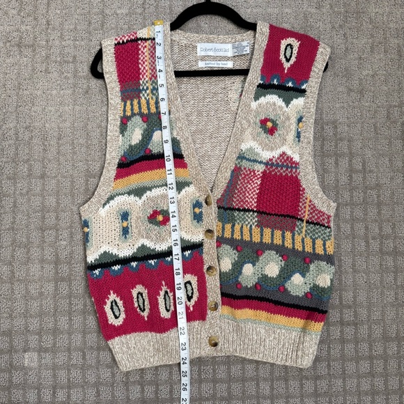 Vintage Robert Scott Ltd Hand Knit Sweater Vest Linen Cotten Blend Medium - Picture 4 of 5